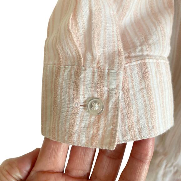 C EST 1946 Pink & White Striped Tiered Shirt Dress Tunic MEDIUM Cottage Bohemian - Picture 6 of 9